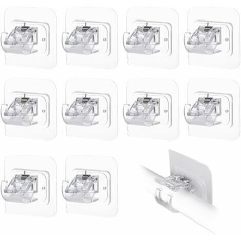 LaBlanc - Lot de 10 supports de tringle à rideaux transparents, sans perforation, auto-adhésifs, pour fixation de tringles à rideaux