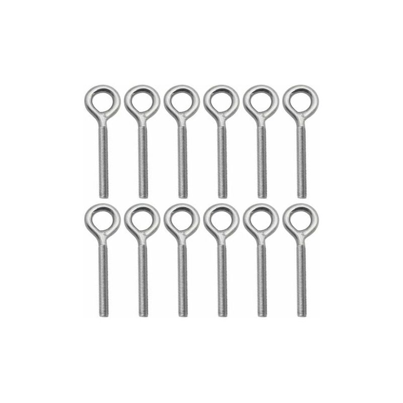 Lablanc - Lot de 12 Boulons- M8 à Oeil en 304 Acier Inoxydable Vis à Anneau Piton à Visser pour Balançoire Machine Extérieure