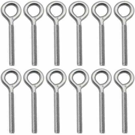 LaBlanc - Lot de 12 Boulons- M8 à Oeil en 304 Acier Inoxydable Vis à Anneau Piton à Visser pour Balançoire Machine Extérieure