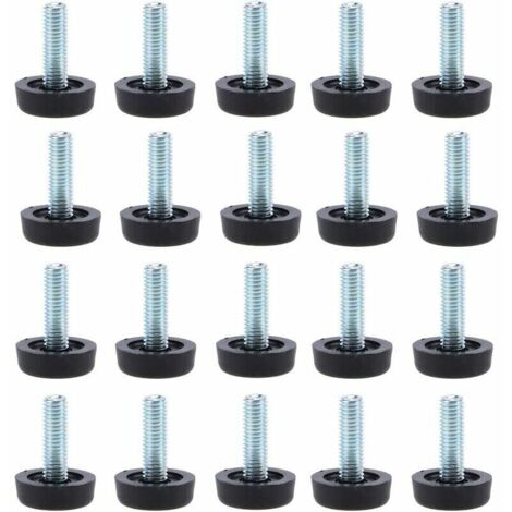 LaBlanc - Lot de 20 Pieds de nivellement pour meubles- M8 x 24 mm, protections pour pieds de table réglables avec tige filetée, 24 mm, pied de nivellement à visser pour meubles