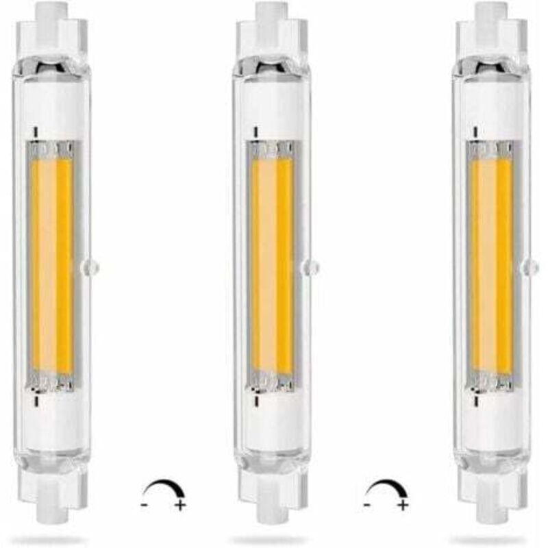 Lot de 3 R7S led 118mm Dimmable 20W Économie Énergie cob Ampoule led R7S Équivalent à J118mm 200W Halogène Lampe, Blanc Chaud 3000K,Pas
