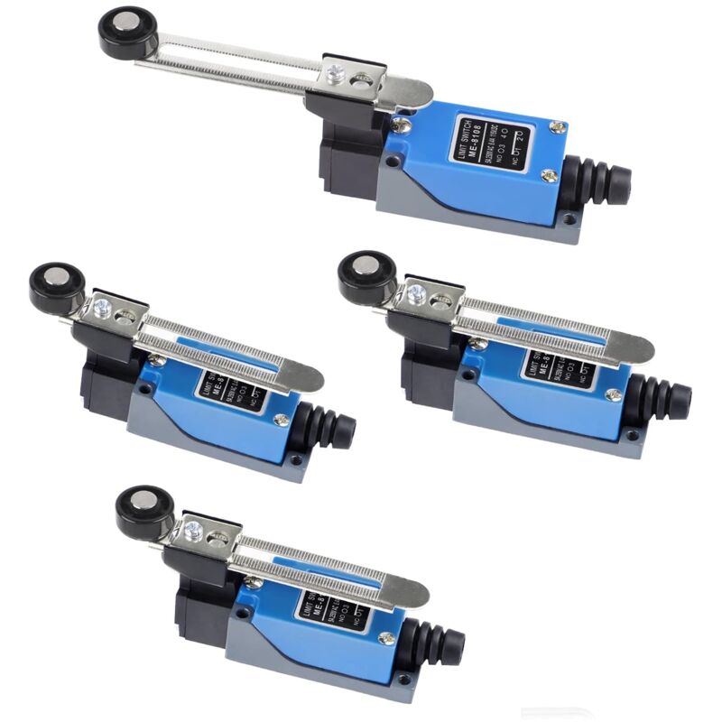 Lablanc - Lot de 4 Interrupteur de Fin de Course avec 5 cm Réglable Levier, 2NO 2NC Interrupteur de Commande Électrique Actionneur Fin de Course,