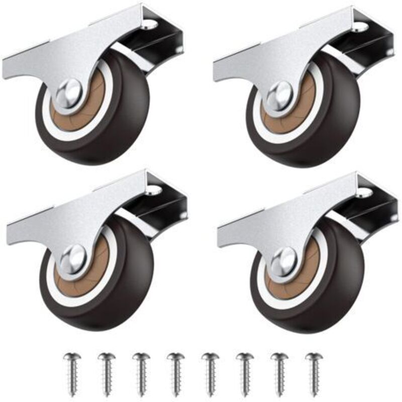 Lot de 4 petites roulettes pour meubles 32mm,non pivotantes,mini roulettes en caoutchouc souple,roulette fixe,roulette meuble,capacité totale 45