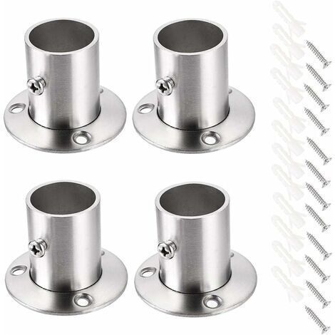 LaBlanc - Lot de 4 supports de tringle à rideau Support de rail Support de tige de douille Ensemble de brides en acier inoxydable Supports d'extrémité de tringle de placard pour rideau de placard