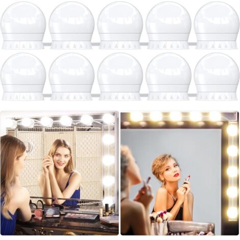 LaBlanc - Lumière de Miroir, 10 Ampoules Hollywood Kit de Lumière LED, Câbles parfaitement Cachés, 3 Couleurs et 10 Intensités, Lumière Miroir USB pour Coiffeuse Maquillage