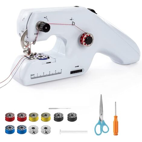 Lablanc – Machine à coudre portable automatique – Couture double ligne – Convient aux tissus non élastiques – Alimentation USB incluse