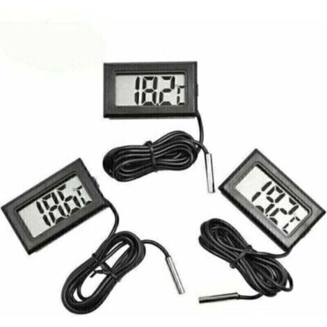 LaBlanc Mini Digital LCD Thermomètre Température avec Sonde de Température Capteur Testeur pour Réfrigérateur Congélateurs Aquarium (3X Noir)