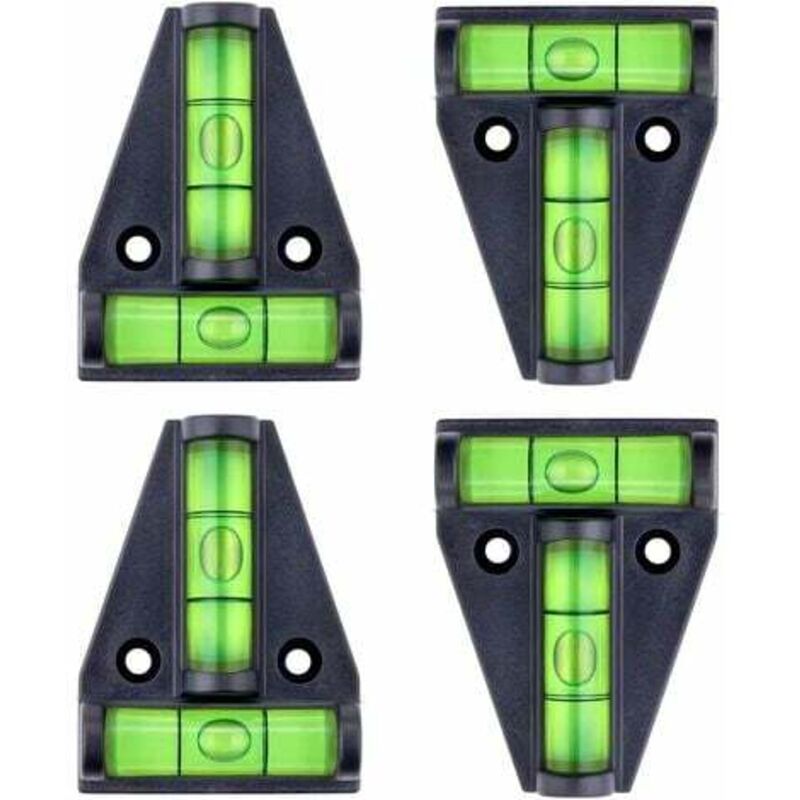 Nivel de burbuja, nivel magnético pequeño en forma de t con 2 burbujas de nivelación. Juego de 4. Ideal para accesorios de autocaravana,