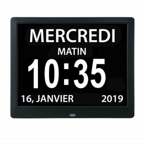 LaBlanc - One Piece 7 Inch Digital Calendar Clock with Date and Time, Alzheimer's Clock for Parents, Medication Reminder Machine for Grandparents and Kids, Black, 204 x 143 x 24mm