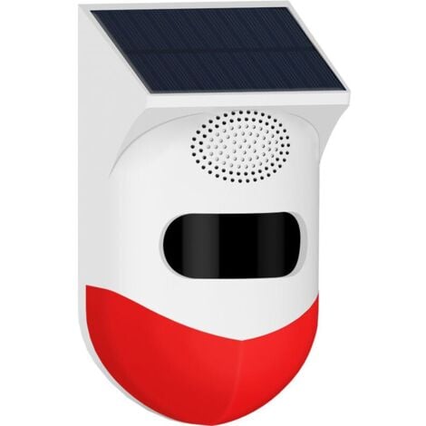 LaBlanc - One-Piece Wireless Outdoor Motion Sensor Alarm - Waterproof Solar Powered Wireless Outdoor Driveway Alarm with Siren and LED for Shop/Office/Home/Gate/Garage