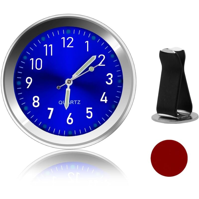 Image of Lablanc - Orologio rotondo per auto, orologio al quarzo luminoso, mini orologio da cruscotto con clip per bocchette dell'aria, orologio autoadesivo