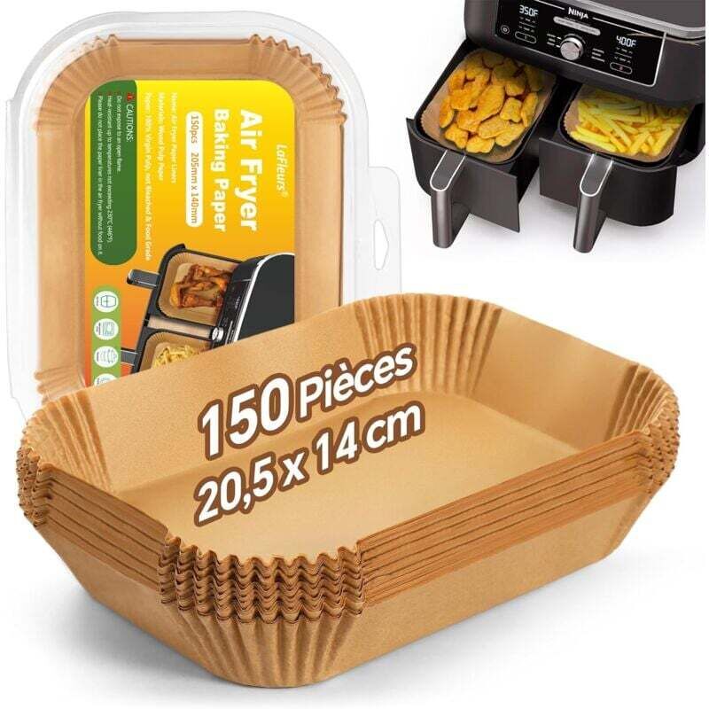 Lablanc - Papier Cuisson Air Fryer, 150 Pièces 20,5x14cm Papier Sulfurisé pour Ninja Foodi Dual Zone Airfryer, Antiadhésive Paper Liner Accessoires