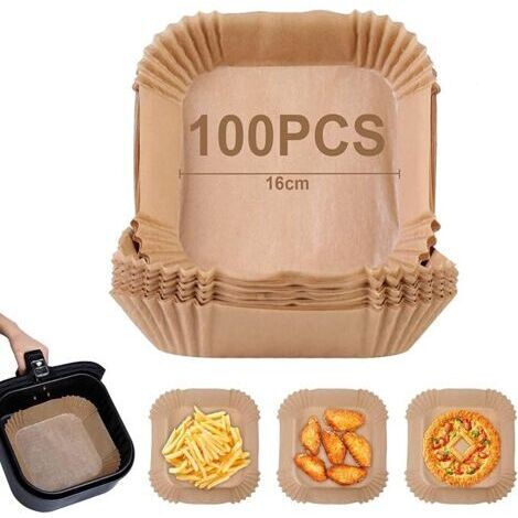 LaBlanc - Papier Sulfurisé pour Air Fryer,100 Pièces 16cm Papier Cuisson Air Fryer Paper Liner,Jetable Antiadhésive Sans Huile Papier Parchemin Accessoires Air Fryer pour 3-4.5L Friteuse à Air