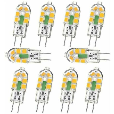 LaBlanc - Paquete de 10 bombillas G4, bombilla LED G4 de 2 W y 240 lm, equivalente a una bombilla halógena G4 de 20 W, luz blanca cálida de 3000 K, CA/CC de 12 V, sin parpadeo, no regulable