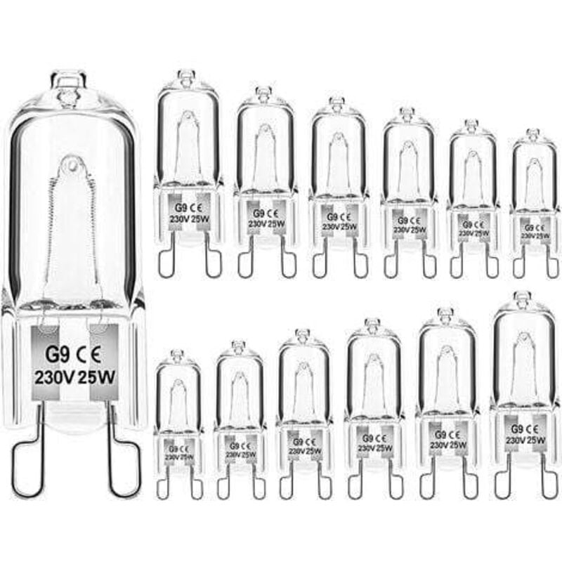 Lablanc - Paquete de 12 bombillas halógenas G9 de cápsula transparente, regulables, 25 w, 230 v, luz blanca cálida, para horno, microondas, cocina y