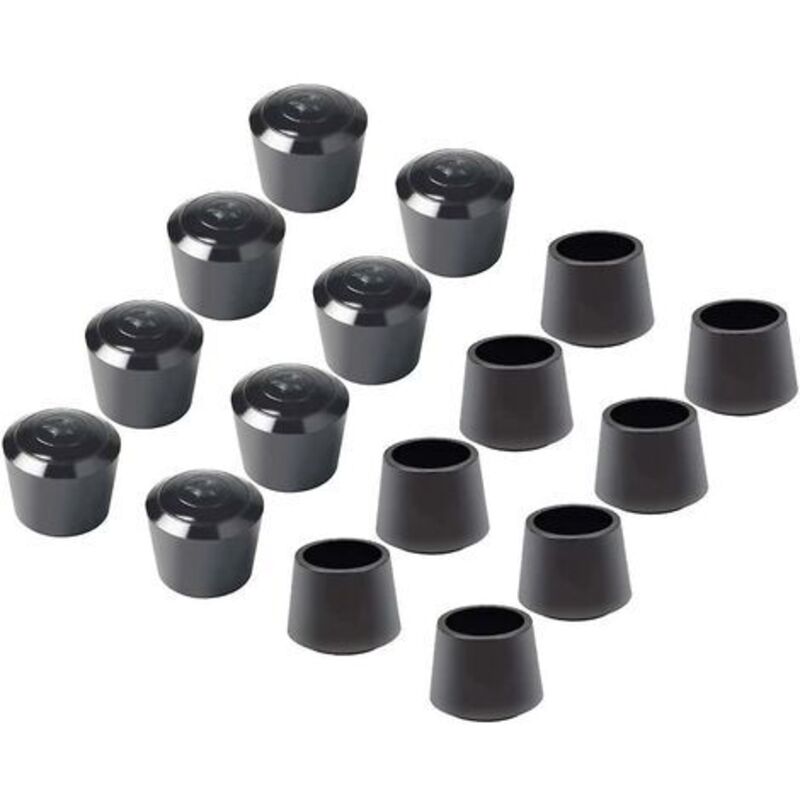 Lablanc - Paquete de 16 protectores de goma para patas de silla, diámetro interior: 22 mm (7/8 pulgadas), color negro