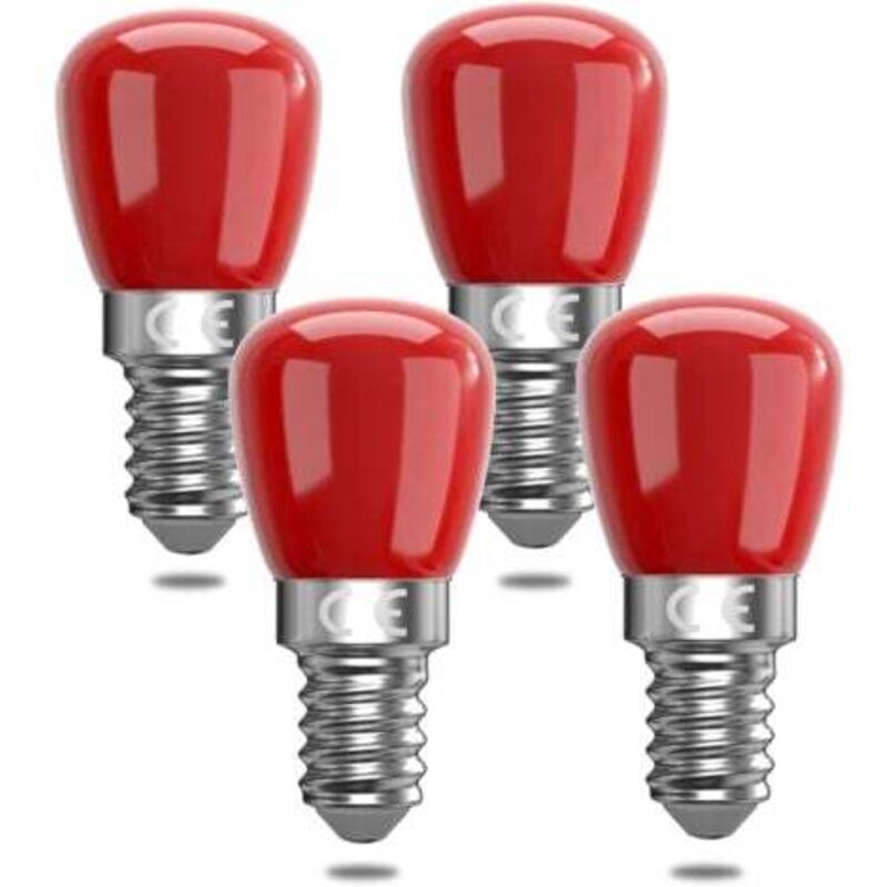 Lablanc - Paquete de 4 bombillas led rojas E14 de 3 w, bombillas led decorativas rojas E14 de repuesto de 25 w, ideales para iluminación ambiental,