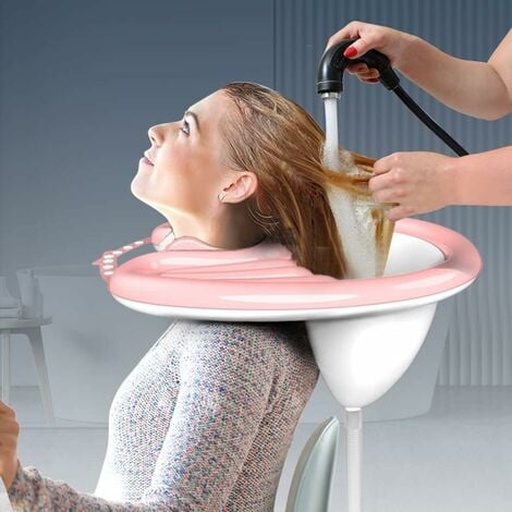 LaBlanc - Plateau Portable - Lavabo, Bac a shampoing domicile, Bac Pour Laver les Cheveux, Bassin Gonflable, Bassin de lit Pour Lave Tête - rose