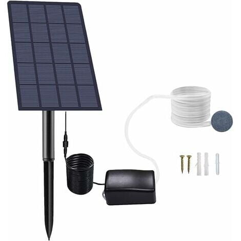 LaBlanc - Pompa solare per ossigeno con spina da 2,5 W, pompa solare per laghetto, aeratore per acquario, pompa dell'aria, aeratore per pesca, con tubo flessibile in pietra porosa, per acquario, pisci