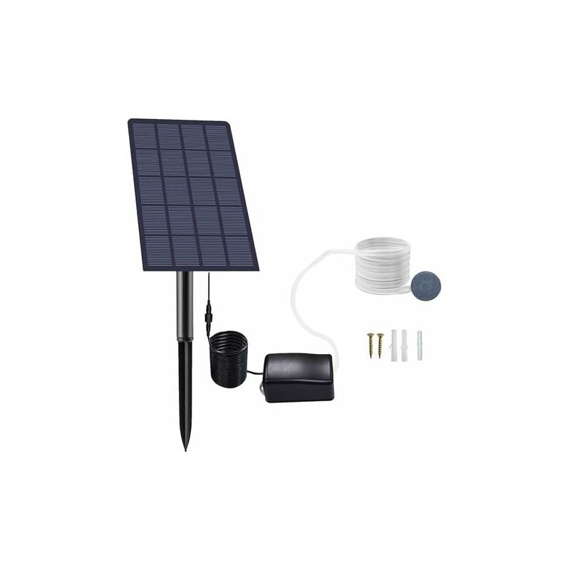 Lablanc - Pompe à oxygène Solaire enfichable 2.5W, Pompe Bassin Solaire, Aérateur d'aquarium, Pompe à air, Aérateur de pêche, avec Tuyau Pierre à