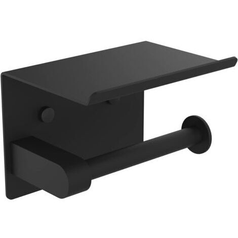 LaBlanc - Portarotolo di carta igienica, portarotolo da parete, in acciaio inox 304, installazione con viti o adesivo 3M, nero