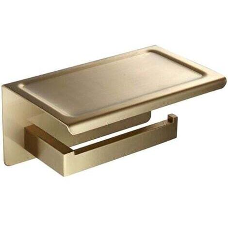LaBlanc - Portarrollos de papel higiénico de pared, acabado dorado cepillado, acero inoxidable, 180 x 115 x 80 mm