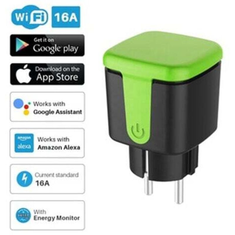 Lablanc - Prise extérieure étanche Vert, minuterie, Smart plug