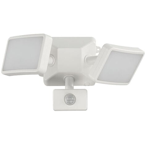 LaBlanc - Projecteur LED blanc avec détecteur de mouvement réglable,Projecteur extérieur LED à double tête,Étanche IP54,1200 lm,18W,6500 K blanc lumière du jour, parc, garage et entrée