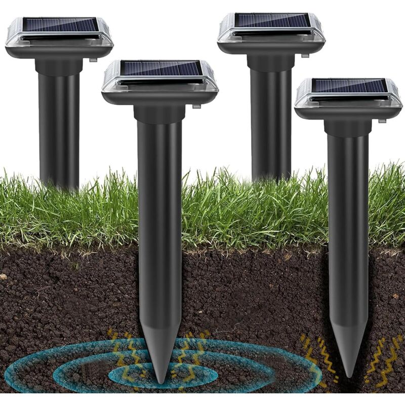Lablanc - Répulsif Taupe Solaire,ultrasons borne pour Taupes, Serpents campagnols Gophers et Autres Répulsif Animaux,Ultrason 4 pcs,Répulsif pour