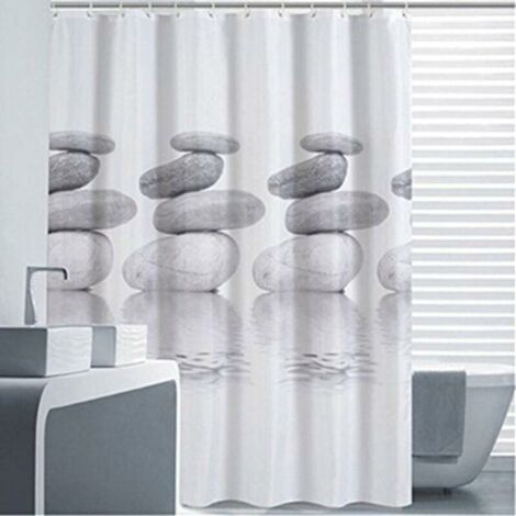 LaBlanc - Rideau de douche 200x200cm textile galet gris rideau de douche anti-moisissure et déperlant
