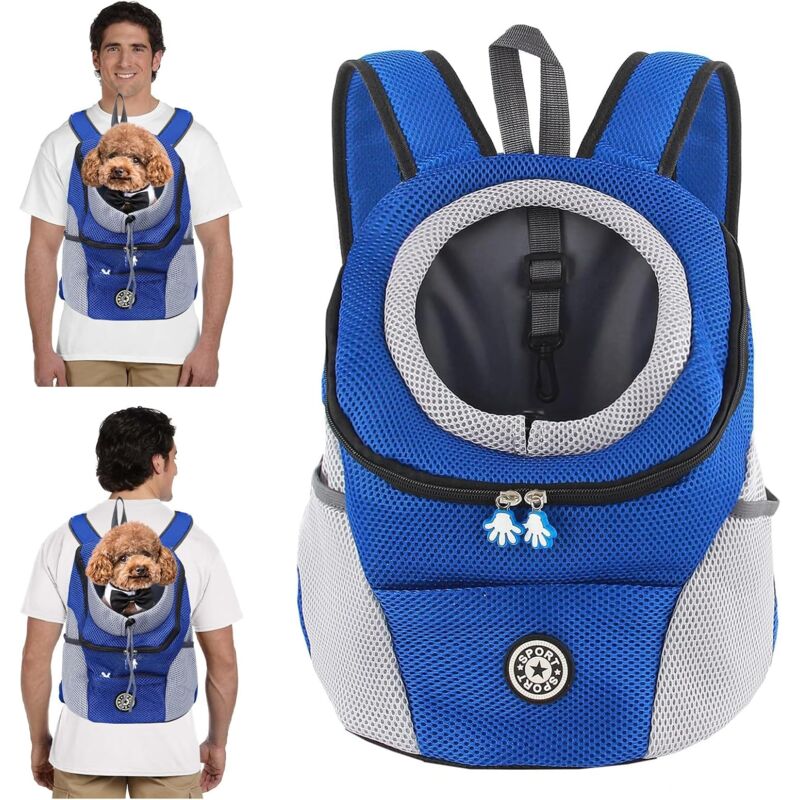 Sac à Dos de Transport pour Chiens,Respirant,Réglable Sac à Dos pour Chien et Chat avec Fond étanche,Bandoulière Rembourrée,Sac à Dos Pliable pour