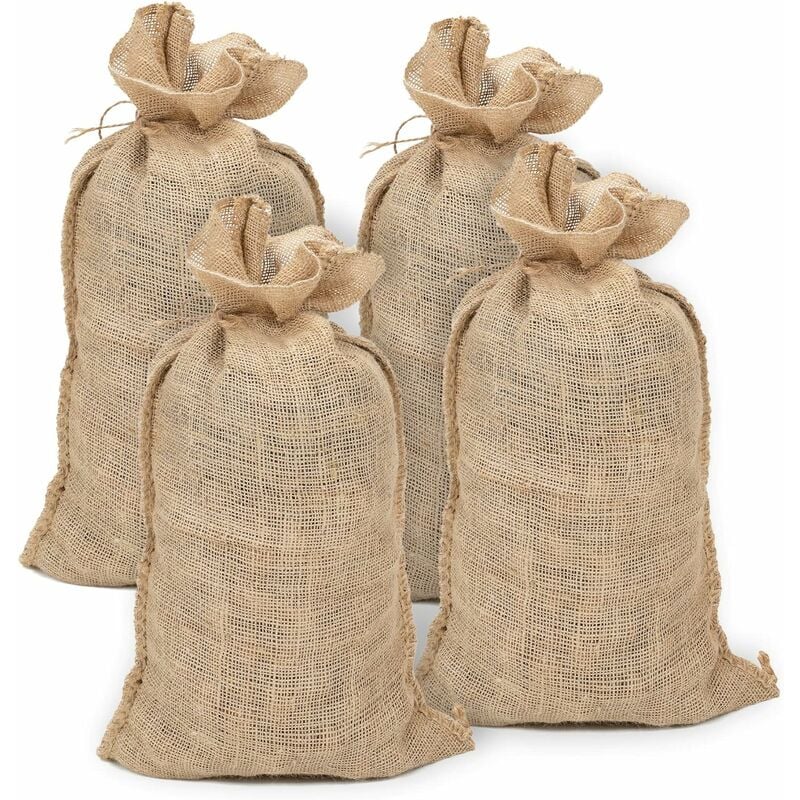 Sacs de jute de qualité supérieure, 4 grands sacs de jute - sacs de gravier de chantier - sacs de jute de pommes de terre - sacs de jute