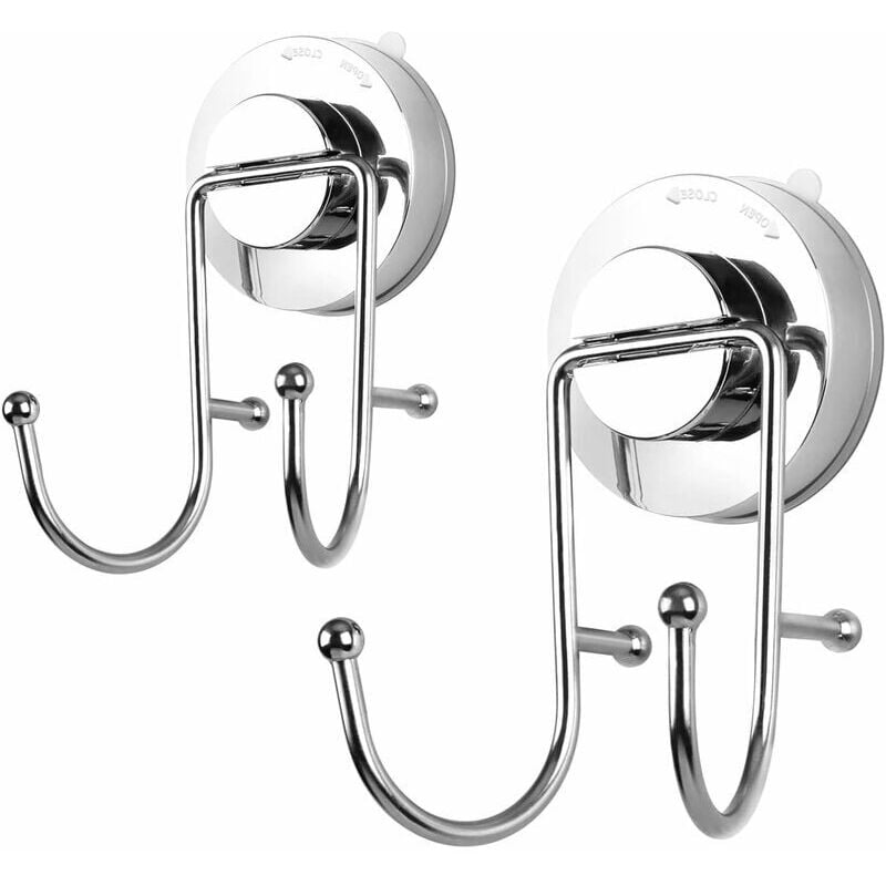 Image of Saugnapf-Haken für Badezimmer, Wand-Kleiderhaken, Duschhaken aus Edelstahl, 2 Stück - Lablanc