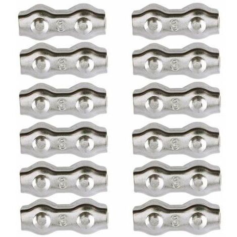 LaBlanc - Serre-câble , Serre Cable Acier 3mm 12 Pièces Serre Câbles Duplex Pince de Câble Acier inoxydable 304 D'agrafe de Câble,Câble Poignées pour 2mm Câble Métalliques Pince À Câble Corde à Linge
