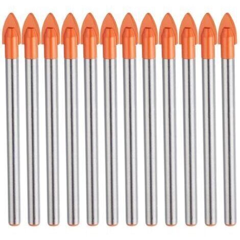 LaBlanc – Set di 10 punte per trapano da 6 mm per piastrelle di vetro, con punta in carburo di tungsteno per materiali duri e fragili, ideali per forare piastrelle, vetro, ceramica, marmo, specchi, pl
