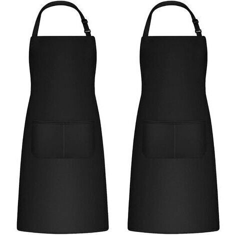 LaBlanc - Set di 2 grembiuli da cucina per uomo e donna, grembiule per la casa, grembiule porta attrezzi con 2 tasche per barbecue, grembiule da giardinaggio regolabile per adulti