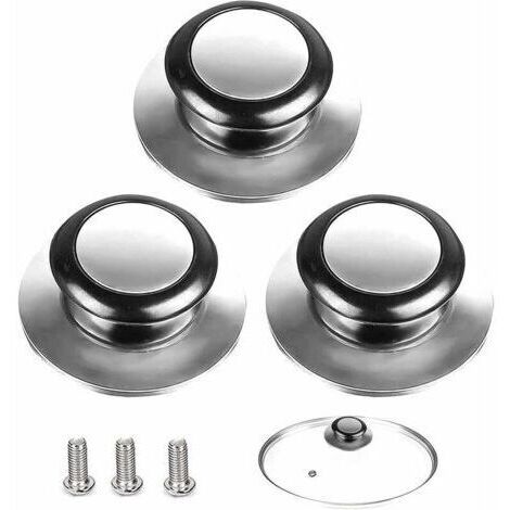 LaBlanc - Set di 3 pomelli per coperchi, maniglie per coperchi di pentole, adatti per coperchi in vetro e coperchi in acciaio inossidabile, per utensili da cucina