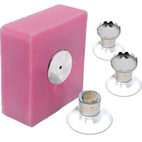LaBlanc - Set di 3 portasapone magnetici a ventosa, design semplice e tenuta forte, acciaio inossidabile, montaggio a parete, non richiede foratura, bagno, cucina, toilette