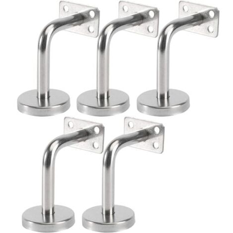 LaBlanc - Set of 5 Stainless Steel Handrail Brackets - Wall Mounted Handrail Brackets for Indoor Outdoor Stairs, Wooden Staircase Banister, Stair Rail (6x8x5cm/2.7x3.1x2.0in)