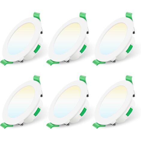 LaBlanc - Spot LED Encastrable Dimmable 230V 7W Spot Plafond 3000K 4000K 6500K Étanche IP44 Réglable Plafonnier Encastré pour Salle de Bain, Salon, Lot de 6, Rond, Blanc