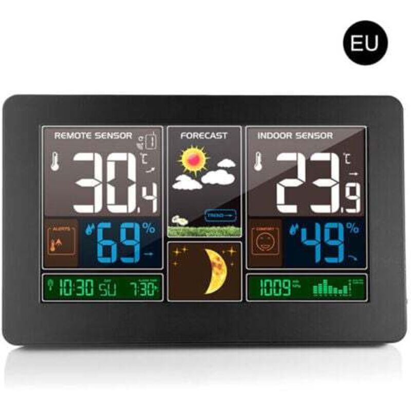 Station météo sans fil intérieur et extérieur 3 en 1 thermomètre météo hygromètre baromètre, noir - Lablanc