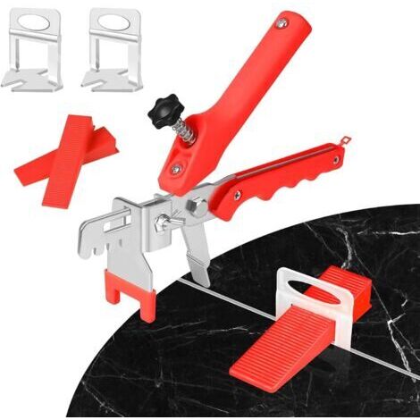 LaBlanc - Système de Nivellement Carrelage, 2mm d’Aide à la Pose 400 Clips+ 200 Cales 1 Pince pour Aide à la Pose de Carreaux, Kit de Niveleur Carrelage pour le Bricolage et les Professionnels