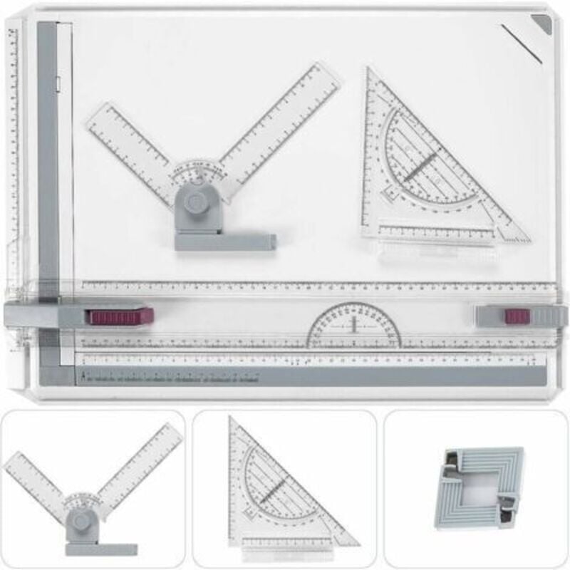 Lablanc - Table à dessin A3 - Métrique 51 x 36,5 cm - Table à dessin d'architecte à mouvement parallèle et angle réglable