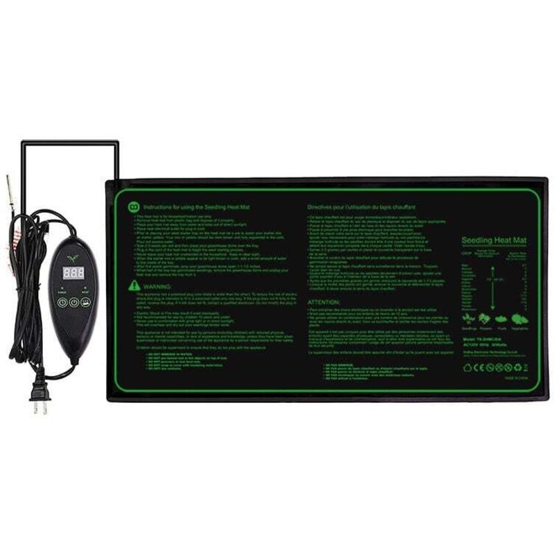 Tapis chauffant, Tapis chauffant pour semis avec thermostat et sonde ntc, Étanche IP67, 30 Watts, Idéal pour les plantations d'intérieur, Brassage à