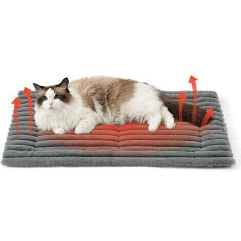 LaBlanc - Tapis de lit auto-chauffant pour chat, couverture chaude en polaire lavable 76 x 50 cm avec fond antidérapant, matelas de cage pour chien moyen pour chiot et chat, gris