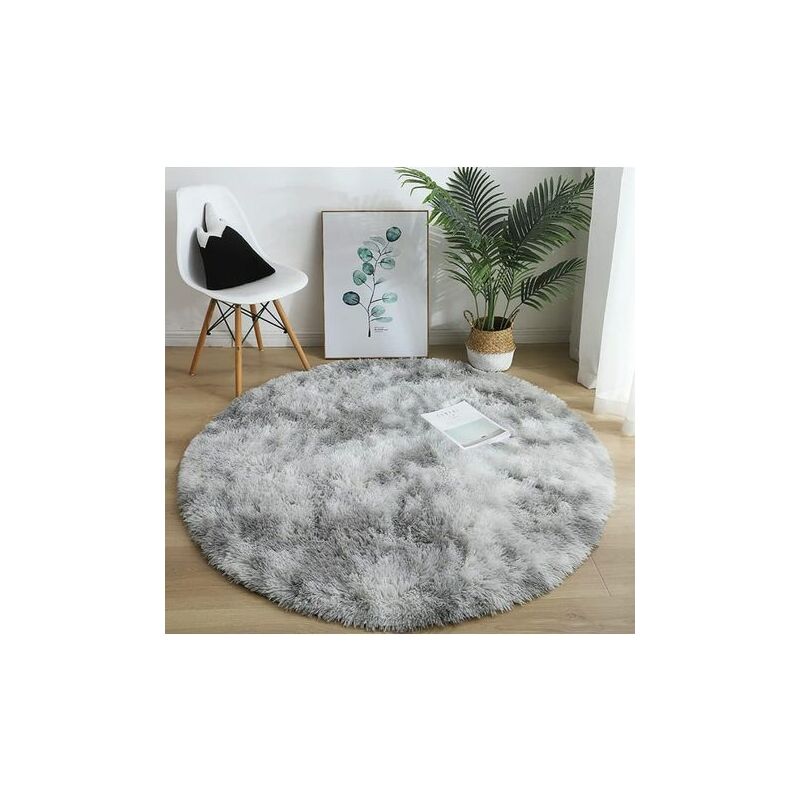 LaBlanc - Tapis rond gris, Tapis doux et moelleux en peluche,Salon, décoration de tapis de sol intérieur(160 x 160cm)