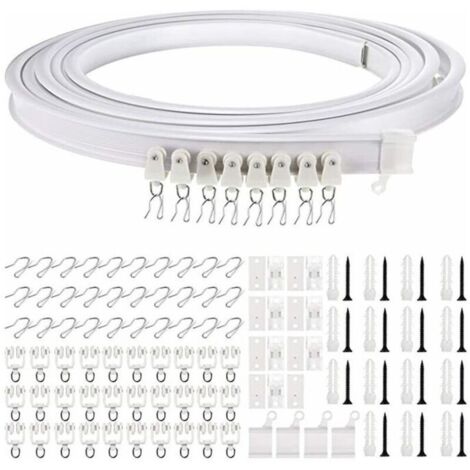 Lablanc – Tringle à rideaux flexible 5 m – Acier plastique durable – Installation murale ou plafond – Pour baies vitrées et séparateurs de pièce