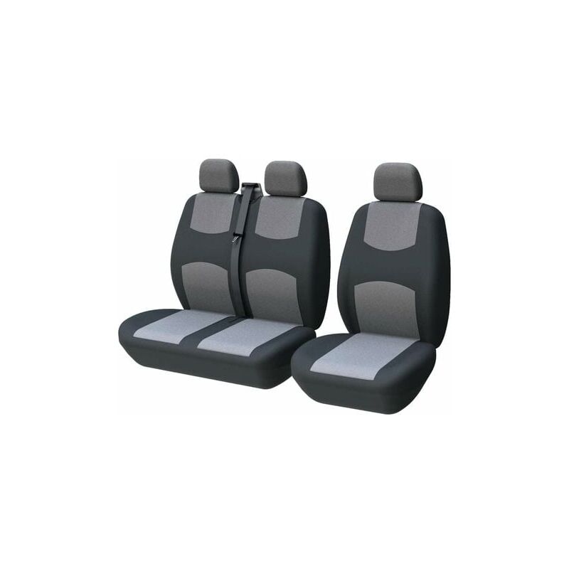 Universal Car Seat Cover Van Seat Cover Front Seat Covers Single and Double Driver and Double Passenger 2+1, Black and Grey - Lablanc