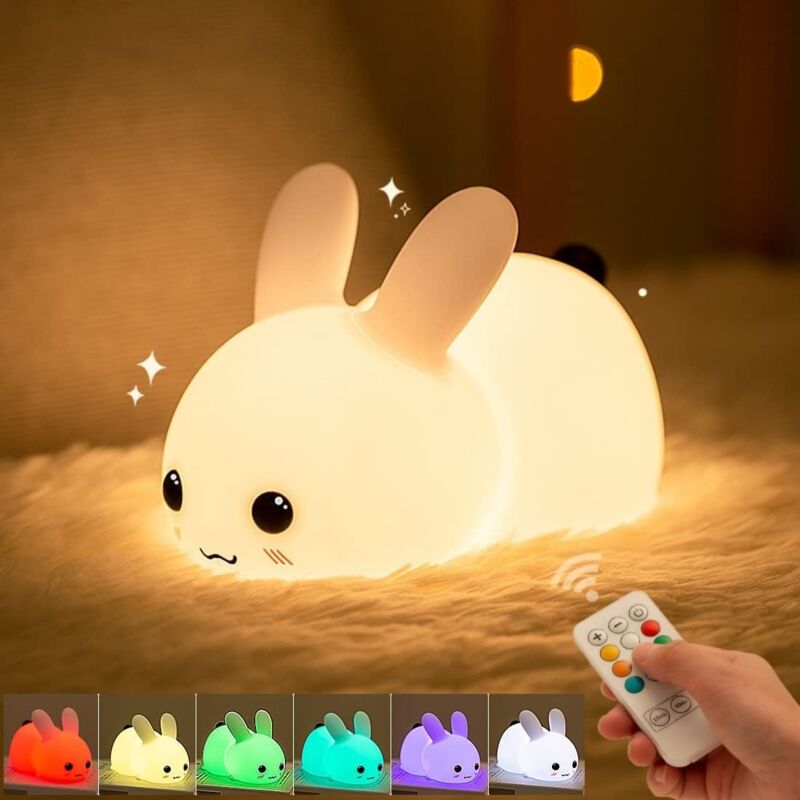 Veilleuse pour enfants, 7 couleurs, lampe de chevet led, chambre de bébé, lampe d'allaitement en silicone, tactile à intensité variable pour cadeaux
