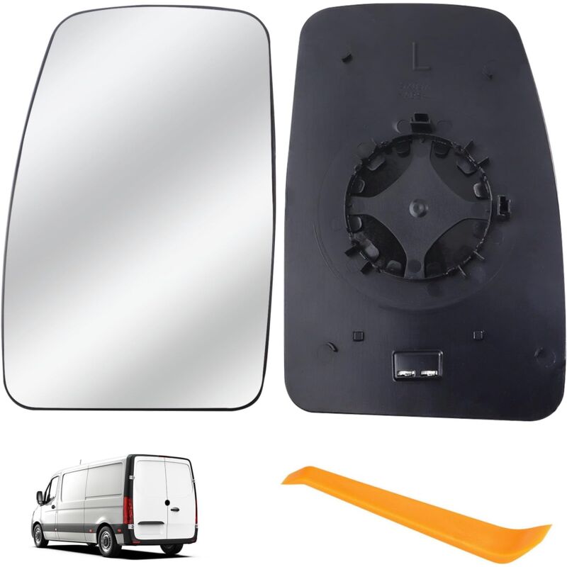 Verre de Rétroviseur Pemplacement pour Renault Master 2010-2021/Opel Movano 2010-2023/Nissan NV400 2010-2021 Chauffant Asphérique avec Plaque de